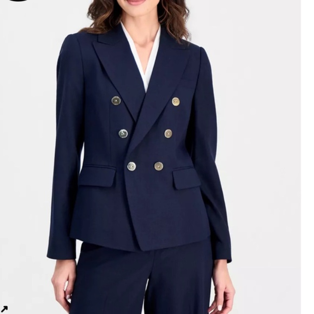 Tahari ASL
Women's Asymmetric Linen-Blend Double-Breasted Blazer NWT Sz 6